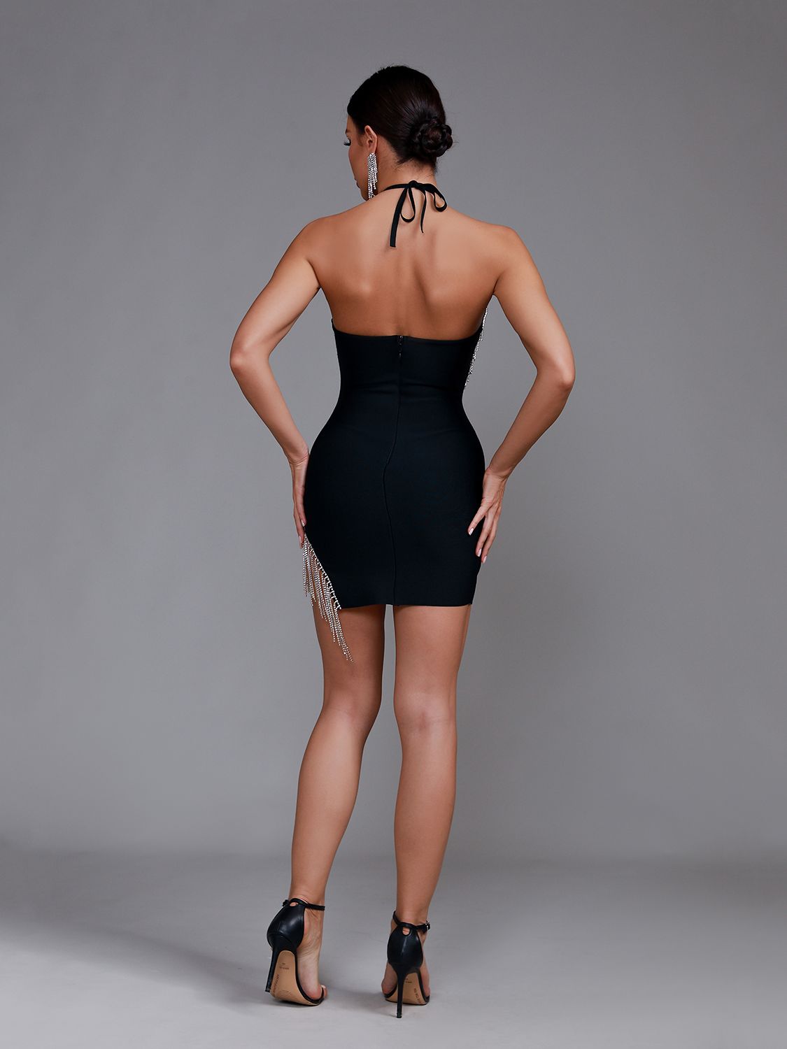 Black Bandage Dress Women Luxury Party Dress Bodycon Elegant Mini Sexy Halter Backless Evening Birthday Club Outfits Summer