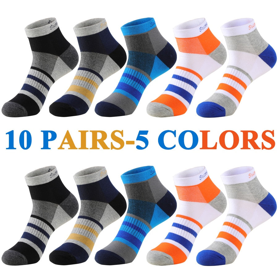 5 Pairs/Lot Mens Running Socks Casual Outdoor Sports Cotton Orange Red Stripes Compression Black 15 Styles Travel Hot Sale 2023