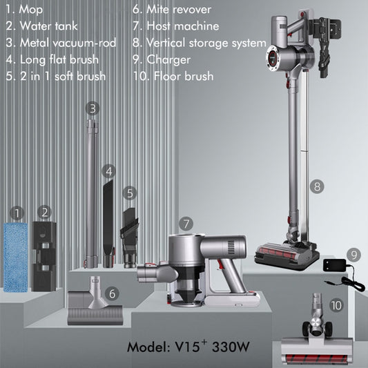 V15 Wireless Vacuum Cleaner 28kPa 330W Power Household Vacuum Cleaner Vertical Vacuum Cleaner Handheld Sweeper Mopping Machine