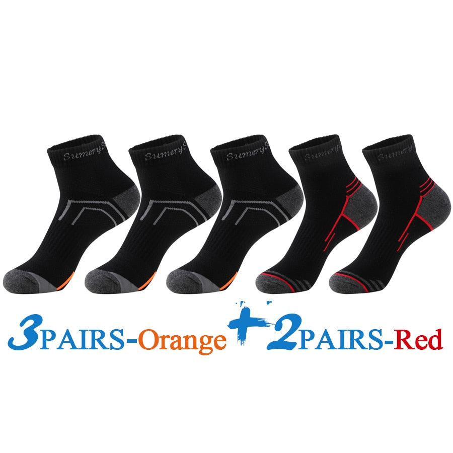 5 Pairs/Lot Mens Running Socks Casual Outdoor Sports Cotton Orange Red Stripes Compression Black 15 Styles Travel Hot Sale 2023