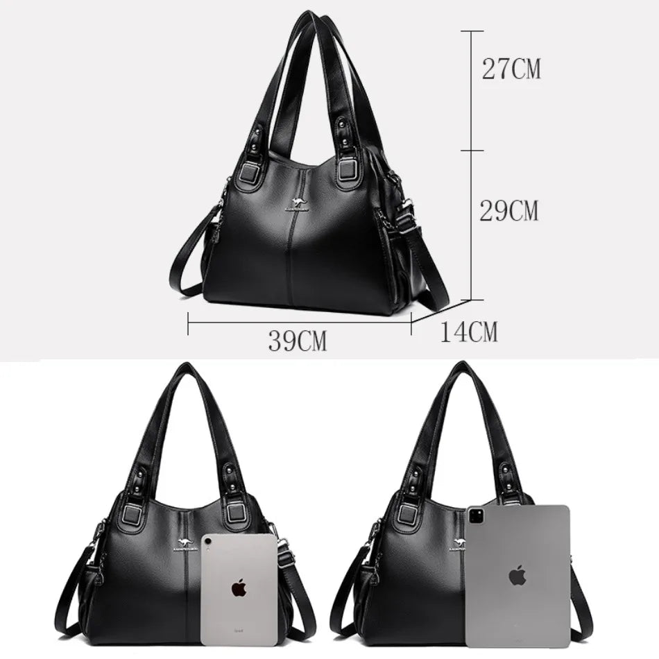 Genuine Soft Leather Handbags for Women Casual Shoulder Tote Bag Luxury Designer Ladies Large Capacity Purse Bags Sac A Main Hot