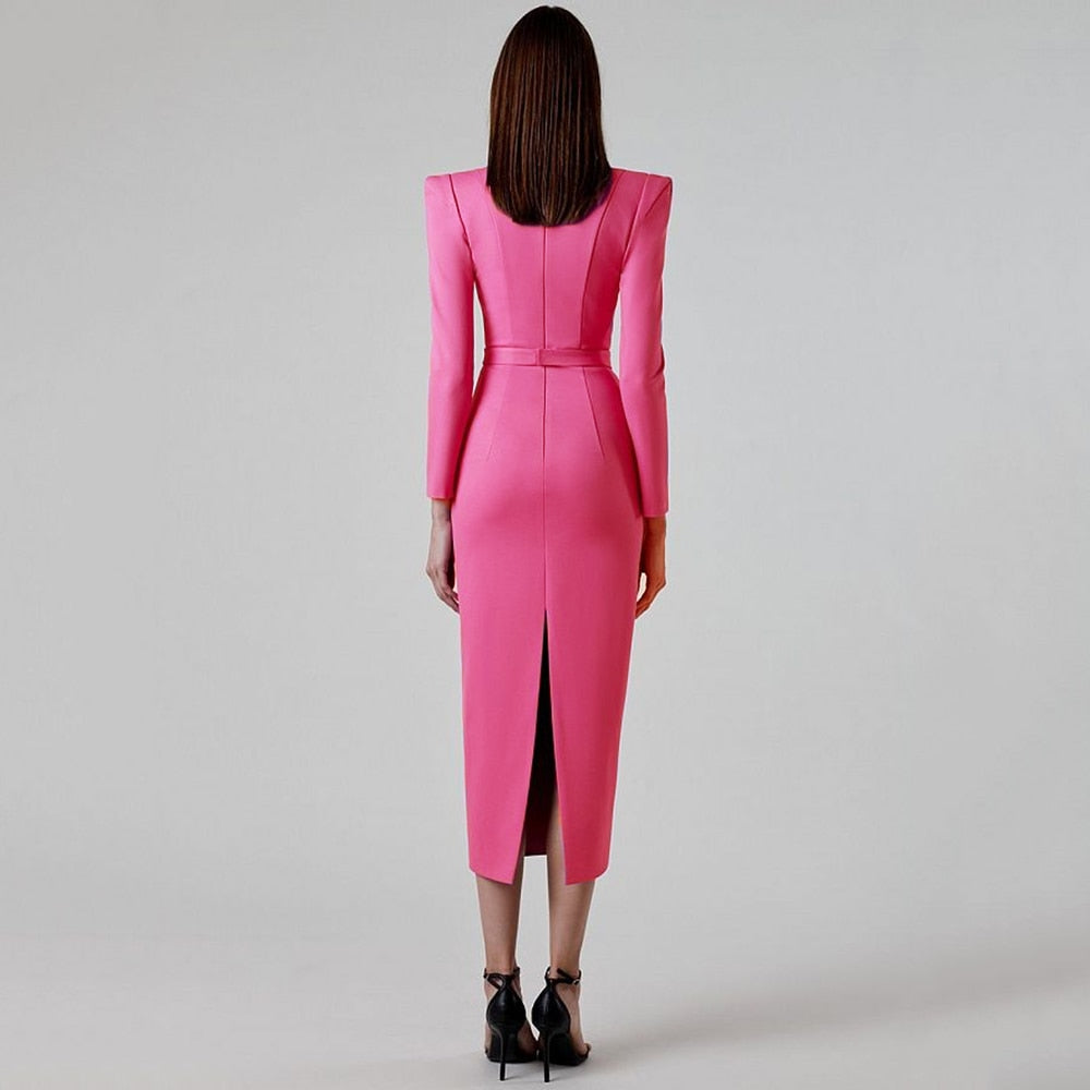 Women Elegant Bandage Dress 2023 New Sexy Bodycon Clothes Club Party Celebrity Midi Dresses