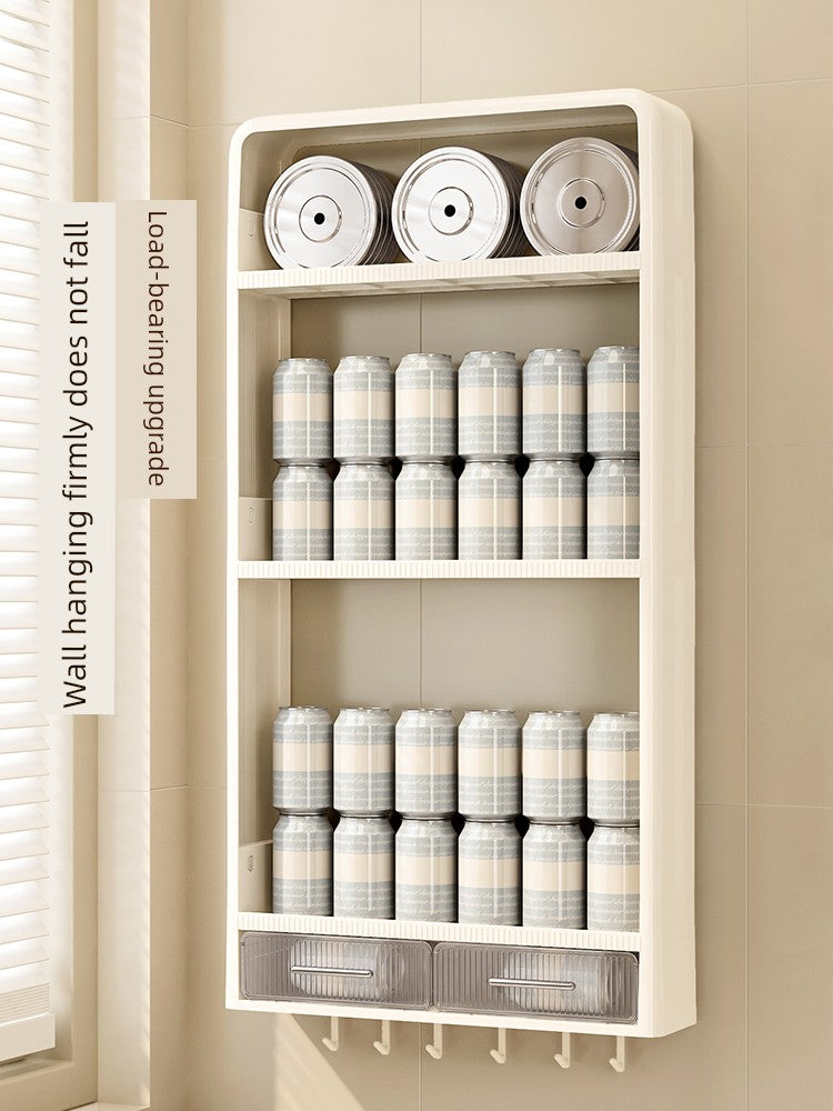 Wall-Mounted Punch-Free Spice Jar Kitchen Rack