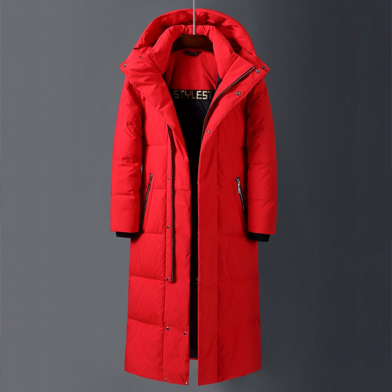 2023 New Coed Winter Cold resistant Down Jacket -30 High Quality Men's Women X-Long（Winter) Warm Fashion Brand Red Parkas S-5XL