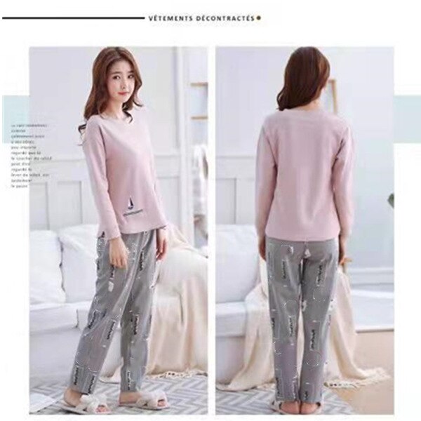 Pure Cotton Pajamas Women's Spring and Autumn Models Long-sleeved Home Service Women's Simple Loose Casual Suit Large Size 5XL