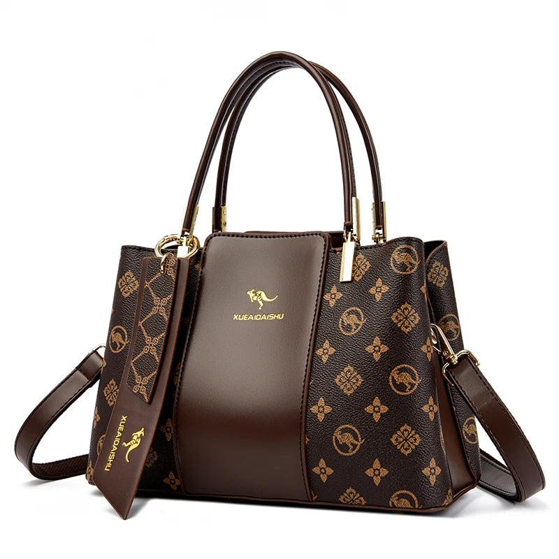 Luxury Handbag Fashion Print Large Capacity Soft Leather Women Shoulder Crossbody Bag Leisure Designer Ladies Purses and Handbag