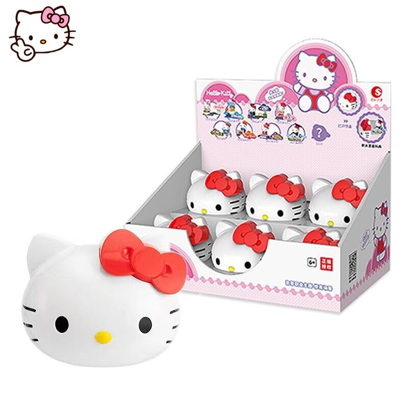 Cute Kawaii Hello Kitty Professional Surprise Cat Head Assembled Building Block Scene Doll Hand Puppet Toy Christmas Gifts