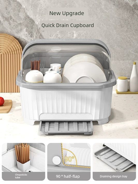 Thickened Drain with Cover Kitchen Tableware Storage Box
