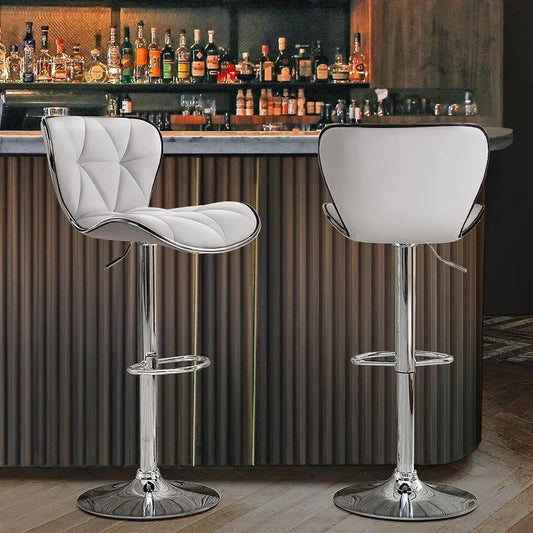 Island Chairs Bar Stools Set of 4 Fashionable Bar Chairs Adjustable PU Leather Swivel Stools Chair with Shell Back BarStools