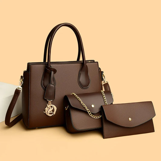 2 Piece Set Casual Tote Vintage Ladies Tote Hand Bag Leather Luxury Handbags Women Designer Bags for Women 2024 Sac A Main Femme