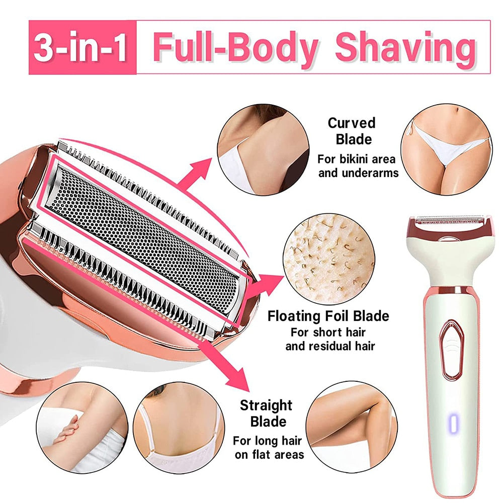 New 4-in-1 Women&#39;s Shaving Device USB Charging Eyebrow Trimming Trimmer Knife Leg Hair Axillary Hair Remover Private Parts Hair