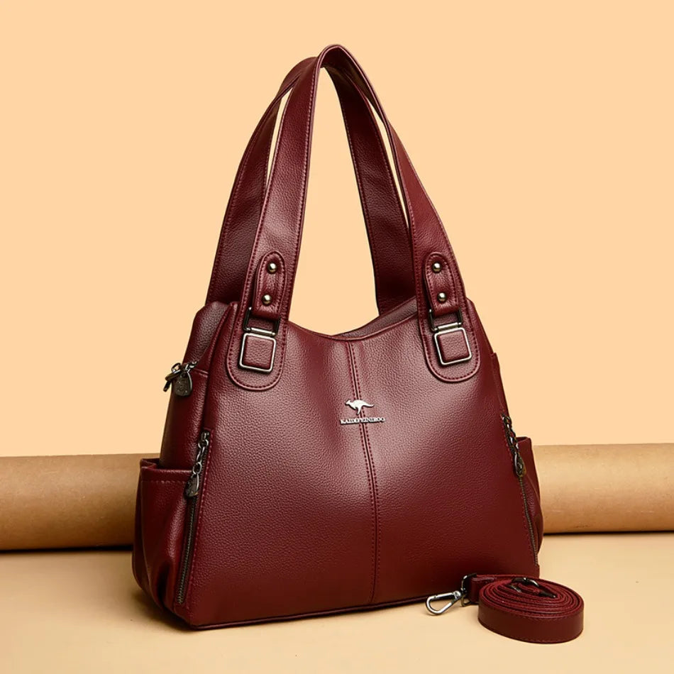 Genuine Soft Leather Handbags for Women Casual Shoulder Tote Bag Luxury Designer Ladies Large Capacity Purse Bags Sac A Main Hot