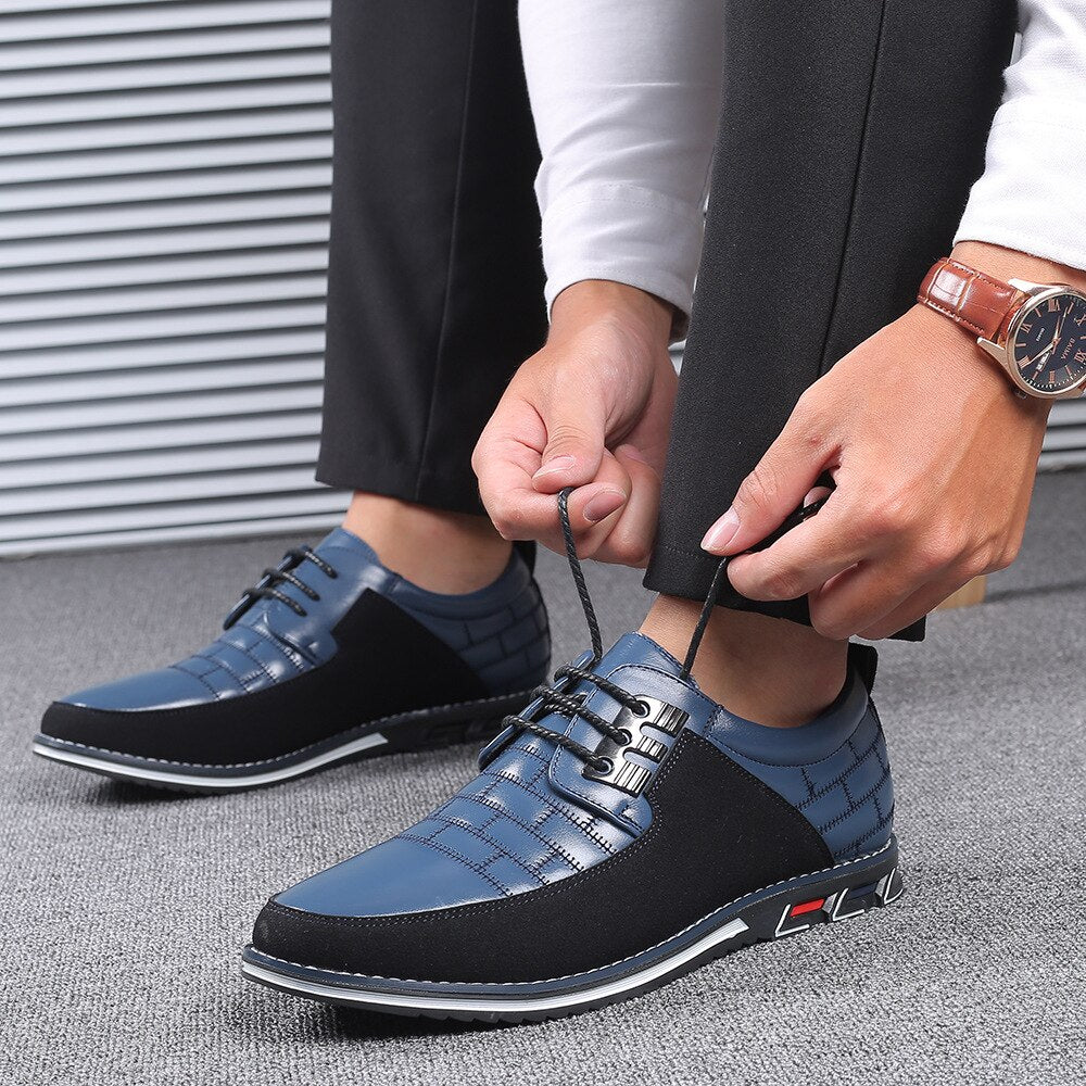 Men Shoe Sneakers Shoes Fashion Brand Classic Lace-Up Mens Casual Loafers PU Leather Black Breathable Business Brands Sneaker