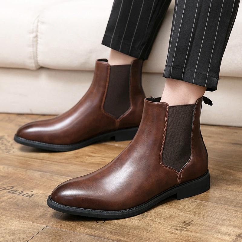 2023 Brand Leather Men Chelsea Boots Designer Italy Dress Boots Men Fashion Casual Warm Plush Business Ankle Boots Big Size 48