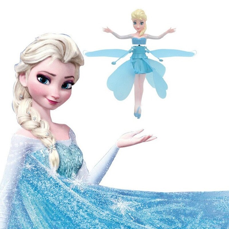 Original Frozen Princess Elsa Doll Little Flying Fairy Ice and Snow Sensor Aircraft Set Preferred Gift for Children Gift