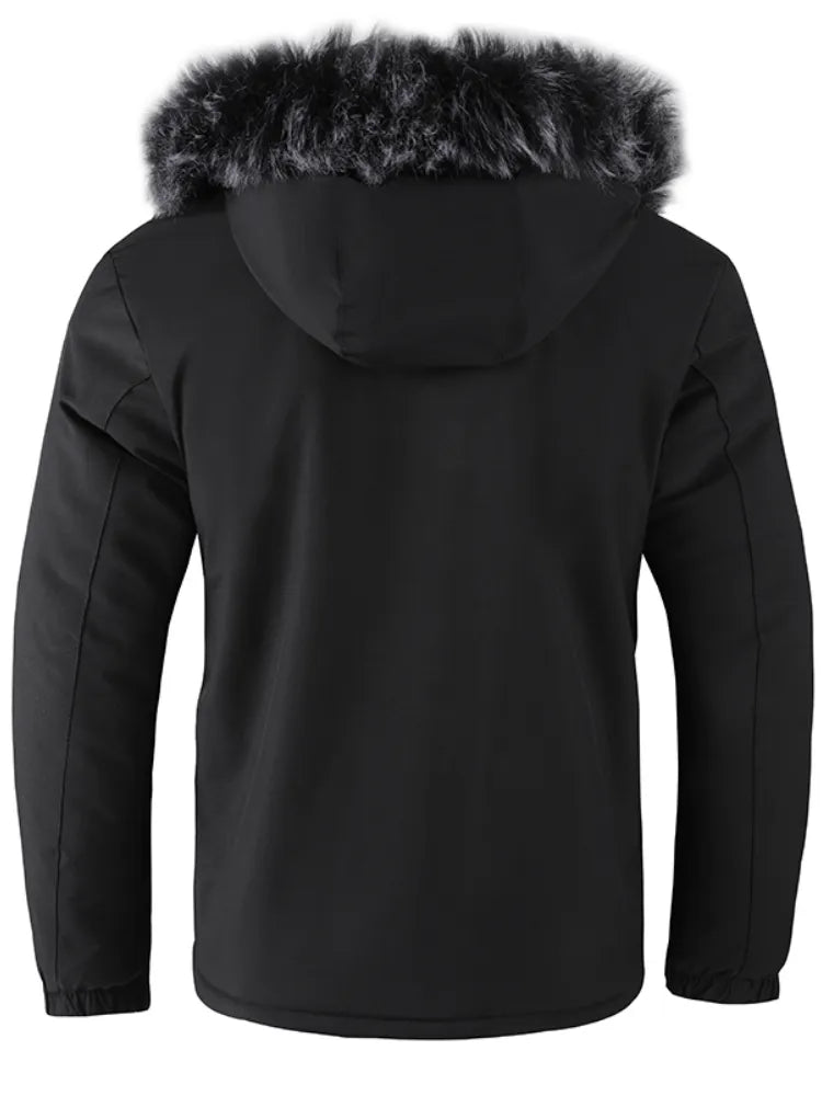 Winter jacket warm fleece thickened hooded jacket men's waterproof outdoor soft shell winter fashion leisure windbreaker