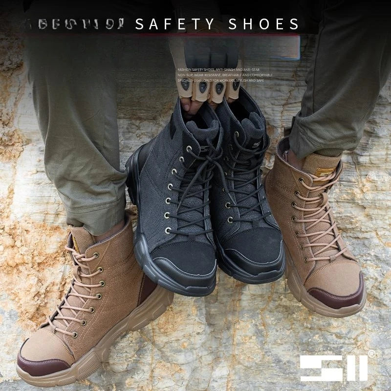 Men Safety Boots For Work Non Slip Platform Sneakers Steel Toe Cap Botas Anti-Puncture Indestructible Hiking Security Shoes