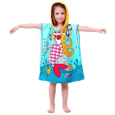 Baby Hooded Bath Towel Poncho Children Kids Bathrobe Towels Bath Robe Quick Dry Absorbent Microfiber Travel Sports Beach Towel