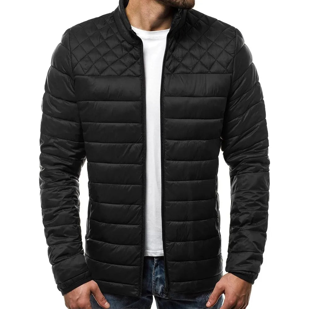 Hot Sale Thick Men’s Warm Zipper Jackets Winter Casual Streetwear Sports Fitness Coats Solid Color Windproof Padded Down Jacket