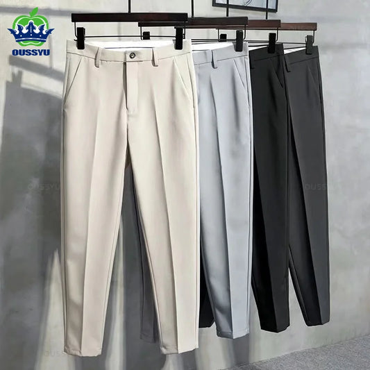 New Autumn Winter Suit Pants Men Thick Business Classic Grey Black Khaki Straight Korean Formal Trousers Male Plus Size 27-40 42