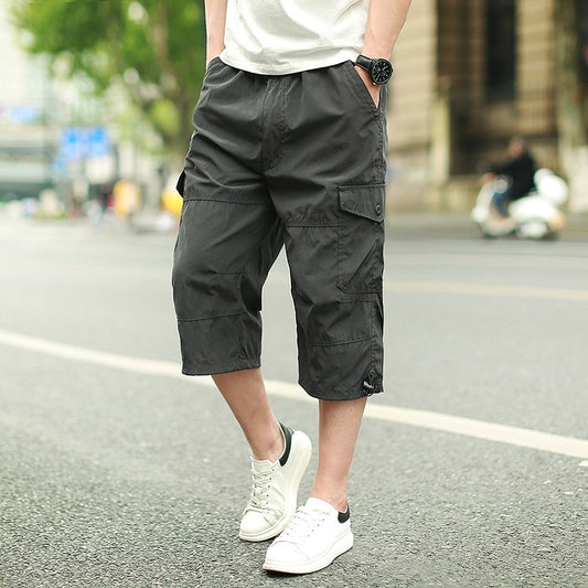 2022 Summer Cargo Shorts Men Cotton Casual Outdoor Loose Men's Shorts Multi Pocket Calf Length Pants Men Plus Size Dropshipping