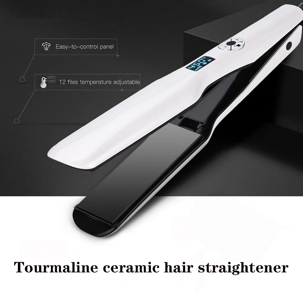 Professional Hair Straightener Multi-speed Adjustment PTC Fast Heating Flat Iron with Wide Plate and LED Screen Styling Tools