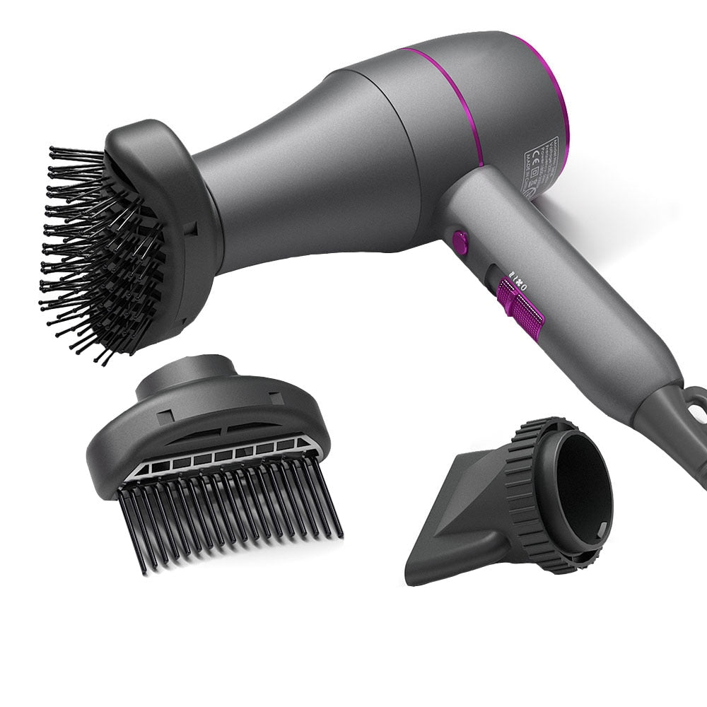1800W Professional Hair Dryer Hot and Cold Strong Wind Powerful Blower Constant Temperature 1 collecting 2 Air Comb Nozzle 3Gear