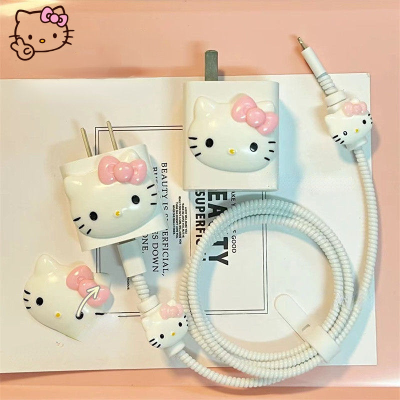 Hello Kitty Kawaii Data Cable Protection Rope Girl Charger Protective Case Headphone Winding Protection Rope Girl Gifts