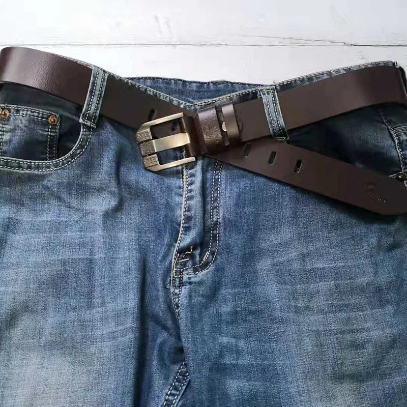 Famous Brand Luxury Designer Belts for Men Vintage Spilt Genuine Leather Pin Buckle Waist Strap Belt for Jeans High Quality