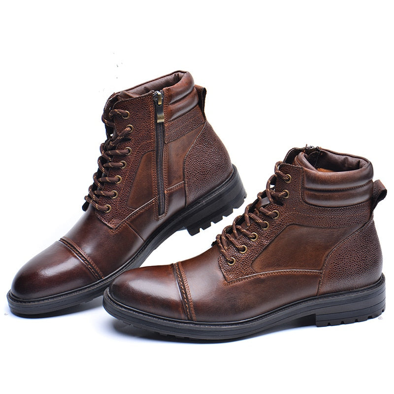 VRYHEID High Quality Men Boots Genuine Leather Autumn Winter High Top Shoes Business Casual British Ankle Boots Big Size 7.5-13