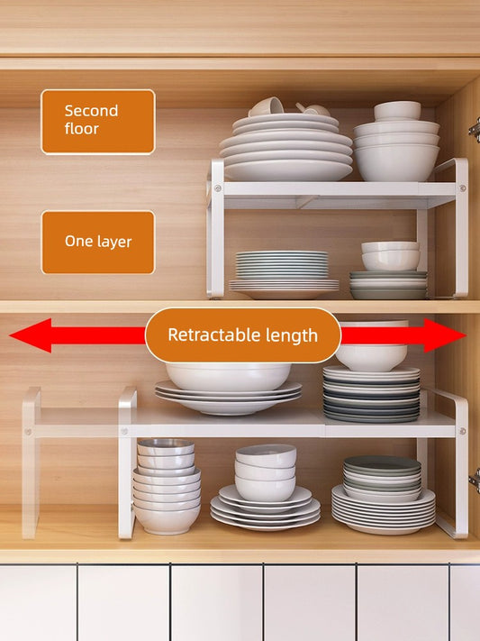 Retractable Partition Bowl Dish Desktop Kitchen Storage Rack