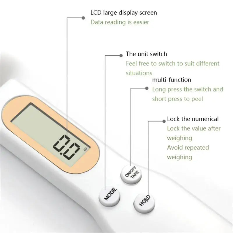 1Pc LCD Digital Measurement Adjustable Weighing Spoon Kitchen Scale Electronic Measuring Spoon Coffee Powder Scale Baking Scale