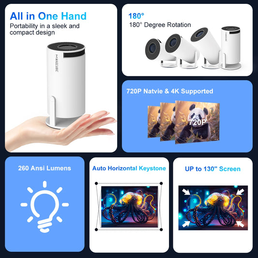 Transpeed 4K Wifi6 Projector Android 11 260 ANSI Dual WIFI Allwinner H713 BT5.0 1280*720P Home Cinema Outdoor portable HY300 Pro