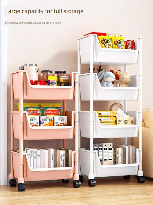 For Home Floor Bookshelf Movable Kitchen Toys Trolley