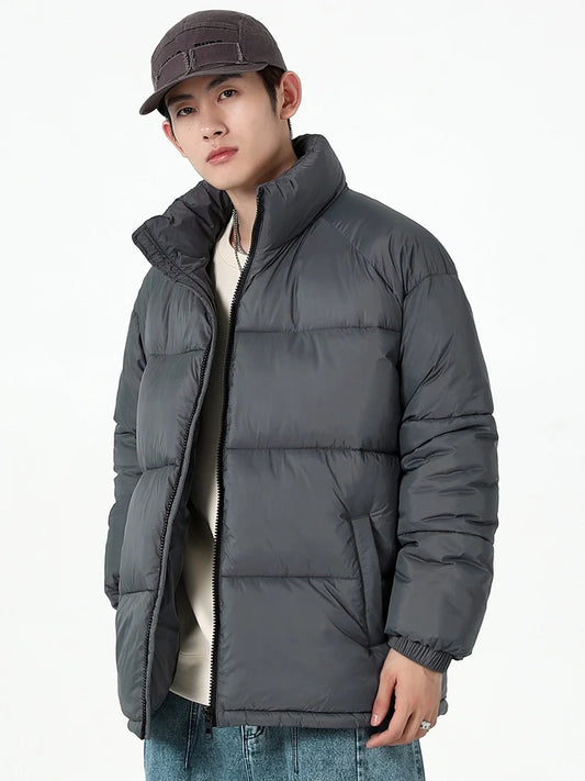 2023 New Winter Men's Parkas Korean Fashion Stand Collar Thick Warm Puffer Jacket Casual Windbreaker Thermal Padded Coat