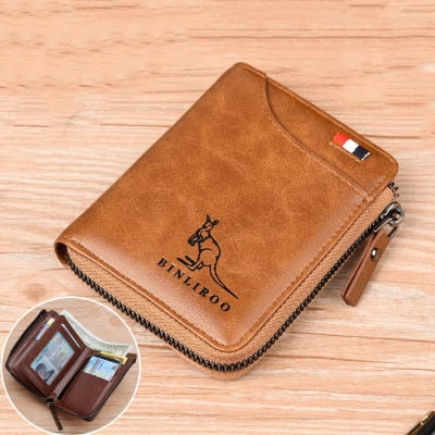 2021 Fashion Men's Coin Purse Wallet RFID Blocking Man Leather Wallet Zipper Business Card Holder ID Money Bag Wallet Male