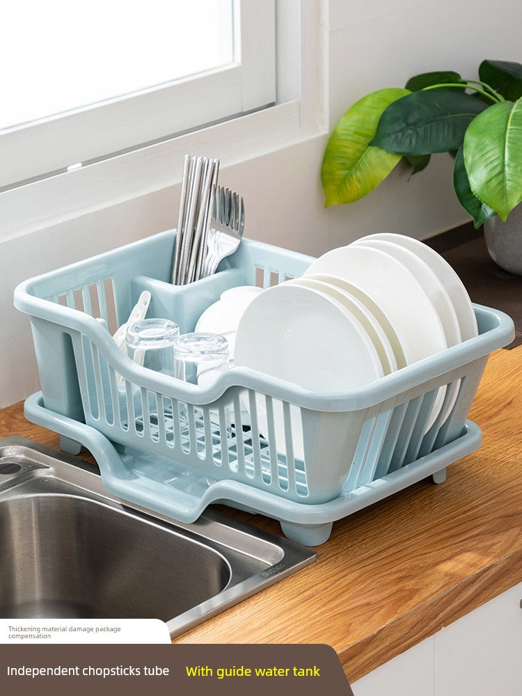 Sink Storage Shelf Plastic Bowl and Chopstick Rack Kitchen Countertop