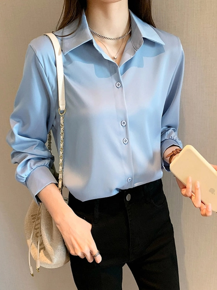 Fashion New Autumn Elegant Casual Women Blouses Vintage Office Lady Slim Formal Business Shirts Female Chic Tops Clothes