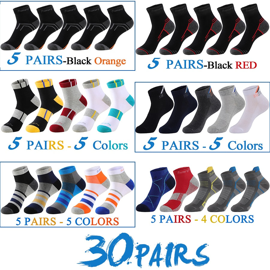 5 Pairs/Lot Mens Running Socks Casual Outdoor Sports Cotton Orange Red Stripes Compression Black 15 Styles Travel Hot Sale 2023