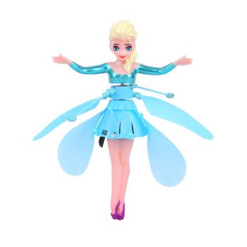 Original Frozen Princess Elsa Doll Little Flying Fairy Ice and Snow Sensor Aircraft Set Preferred Gift for Children Gift