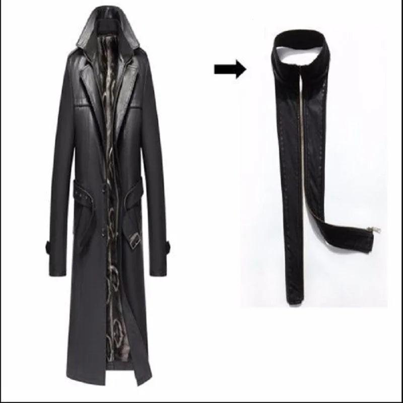 2023 new arrival autumn&winter real Leather thicked trench coat men,Leather jacket men,Long Overcoat plus-size S-5XL