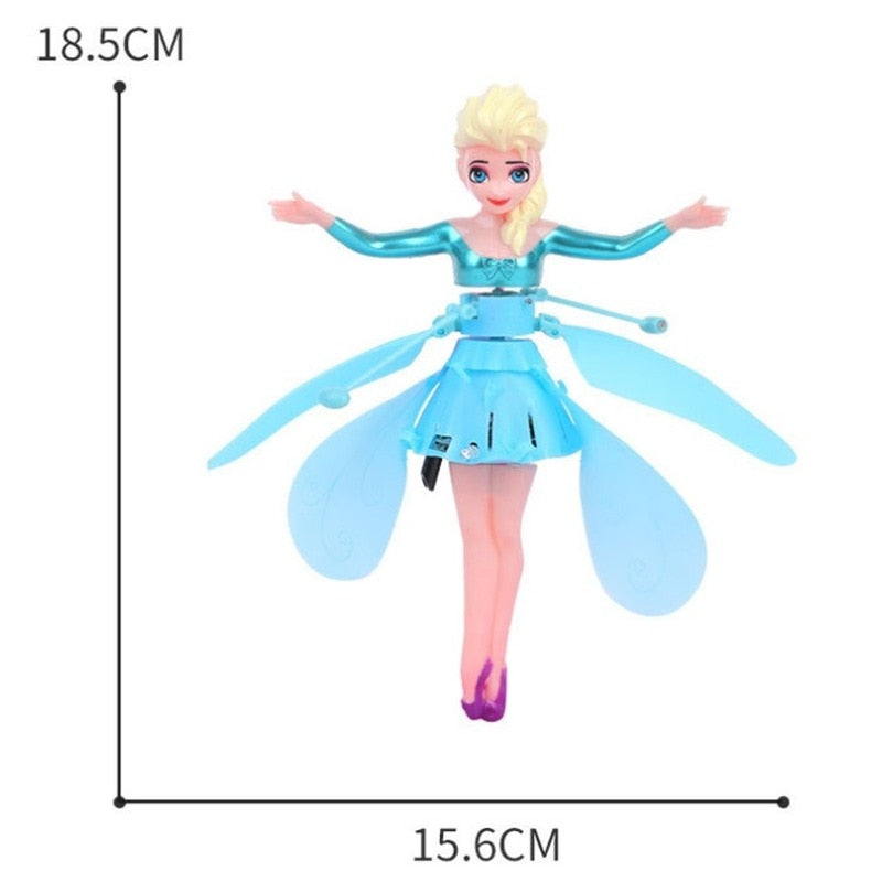 Original Frozen Princess Elsa Doll Little Flying Fairy Ice and Snow Sensor Aircraft Set Preferred Gift for Children Gift