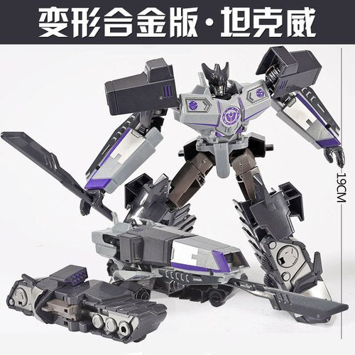 Megaman Transformers Leader&#39;s Challenge Alloy Megatron Optimus Prime Bumblebee Drift Crossbolt Iron Fist Steel Cable Kids Gift