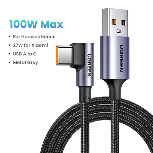 UGREEN 6A USB Type C Cable 100W/66W For Huawei Honor USB C Data Cord 27W Fast Charge For Xiaomi USB Type C Charging Super Charge