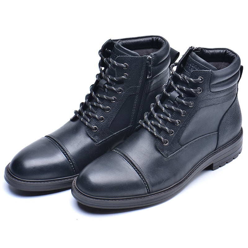 VRYHEID High Quality Men Boots Genuine Leather Autumn Winter High Top Shoes Business Casual British Ankle Boots Big Size 7.5-13