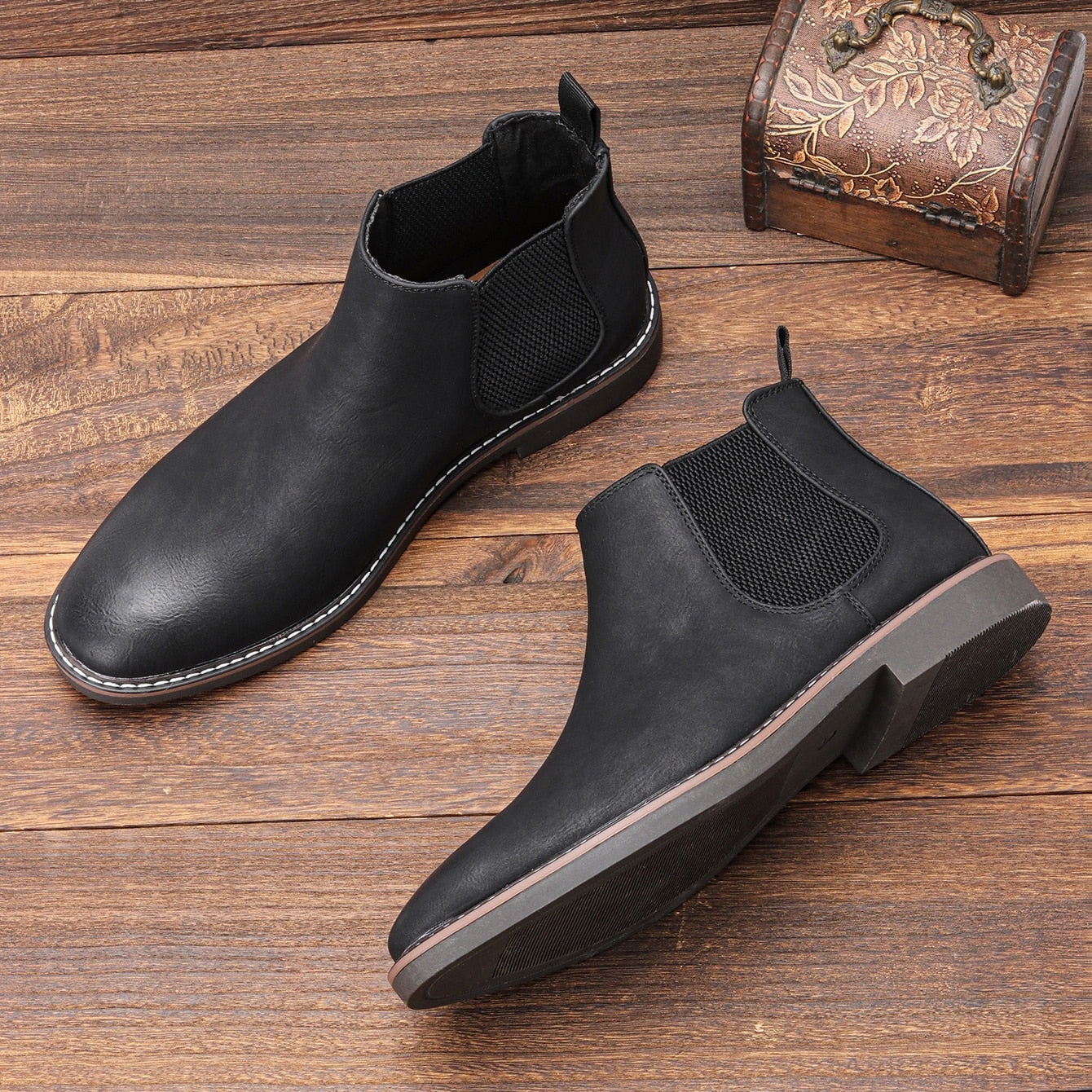 40~46 Chelsea Boots Men 2023 Brand Comfortable Fashion Leather Men Boots #KD5318