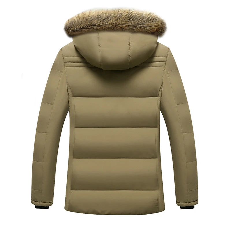 Winter New Warm Cotton Thick Fleece Parkas Men Waterproof Hooded Fur Collar Parka Jacket Coat  Autumn Fashion Casual Male Parkas
