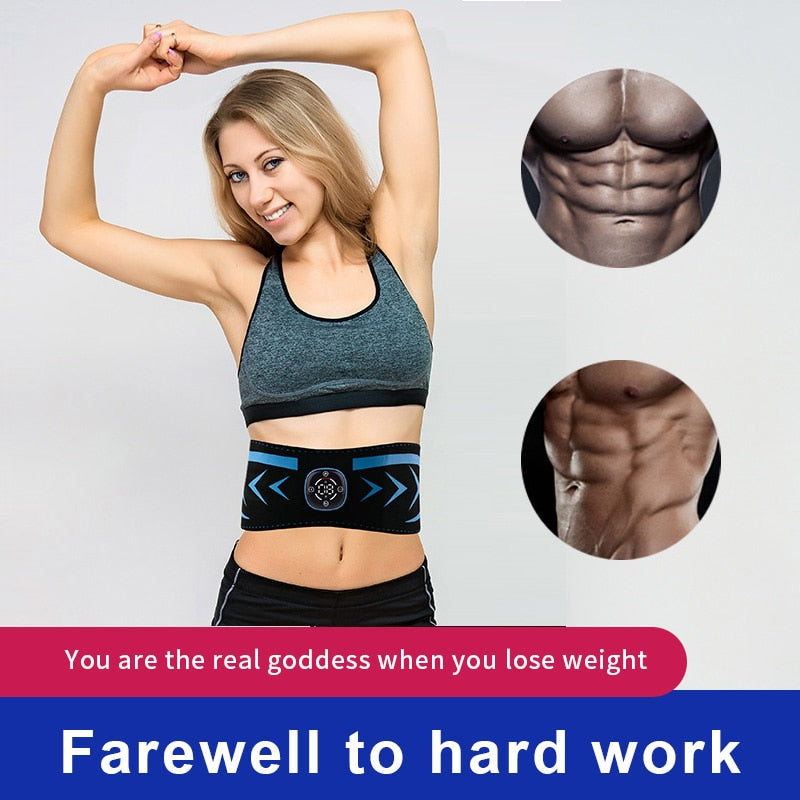 EMS Abdominal Muscle Stimulation Abs Trainer Toning Belt USB Recharge For Waist Belly Weight Loss Fitness Body Shaping Home Gym