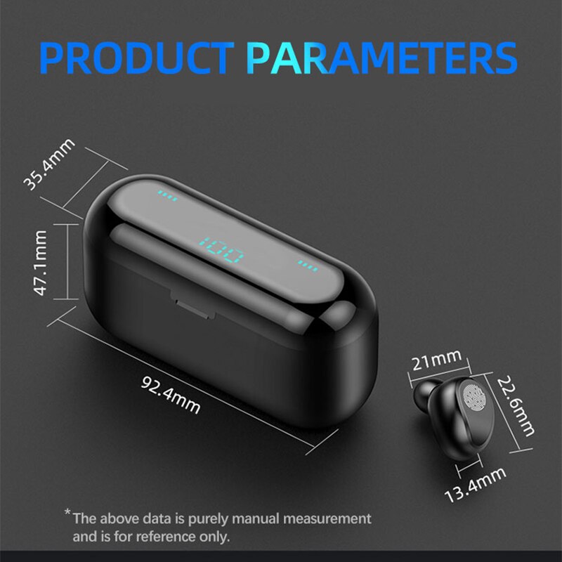 F9 TWS Bluetooth 5.0 Earphones 2000mAh Charging Box Wireless Headphone 9D Stereo Sports In-Ear Earbuds Headset HD Mic For Phone