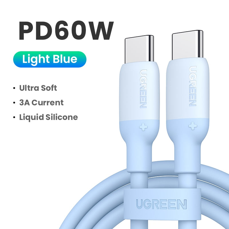 UGREEN 60W 100W USB C To Type C Cable PD Fast Charging Charger Cable For Macbook Xiaomi Samsung POCO Liquid Silicone USB Cable